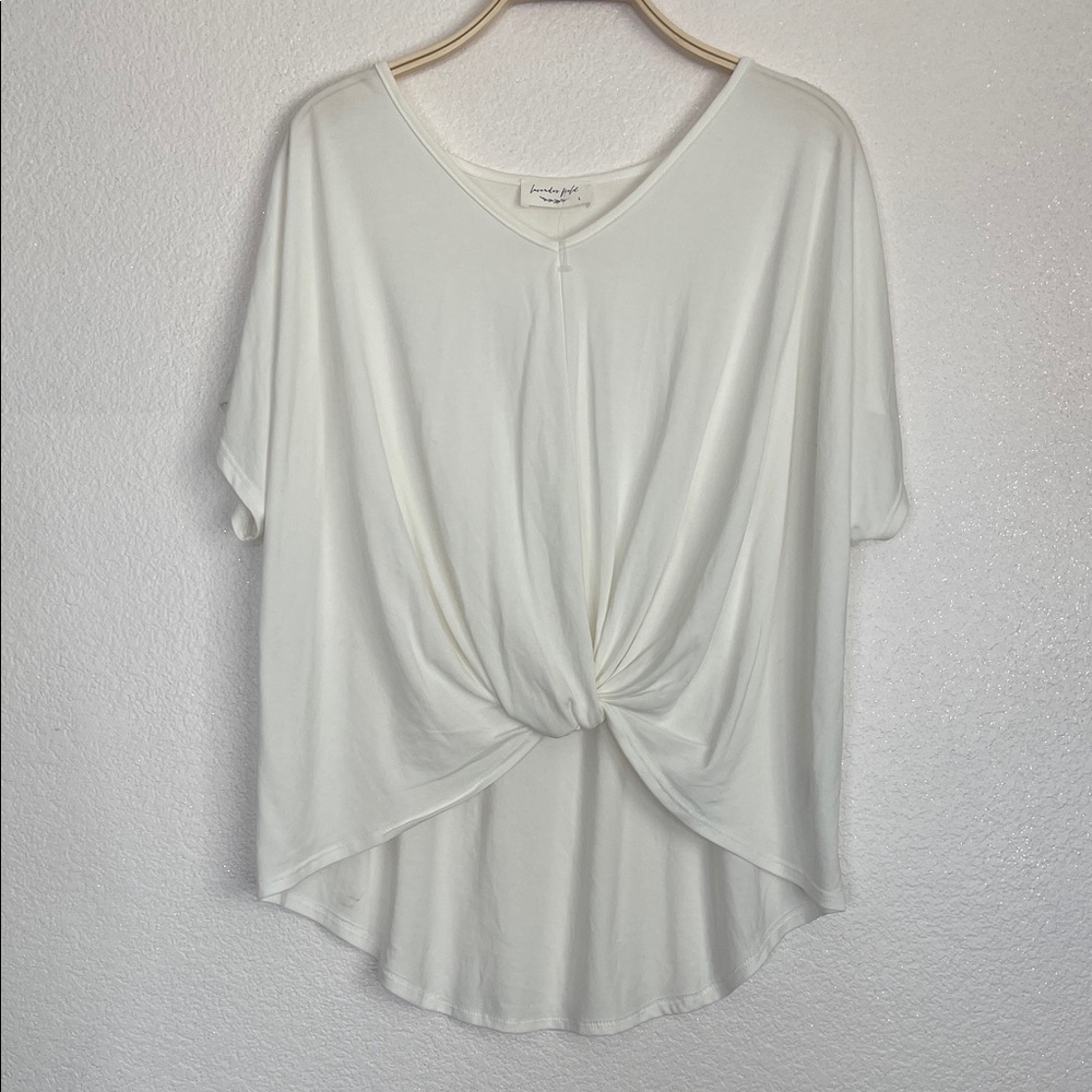 Lavender Field Cream Twist Front Tee